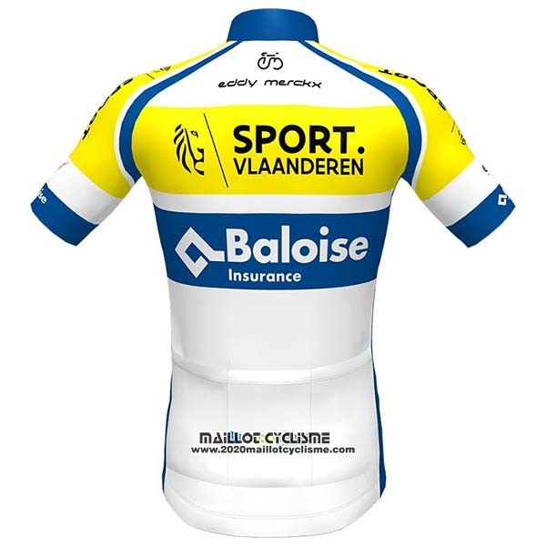 2020 Maillot Ciclismo Sport Vlaanderen-baloise Blanc Jaune Bleu Manches Courtes et Cuissard